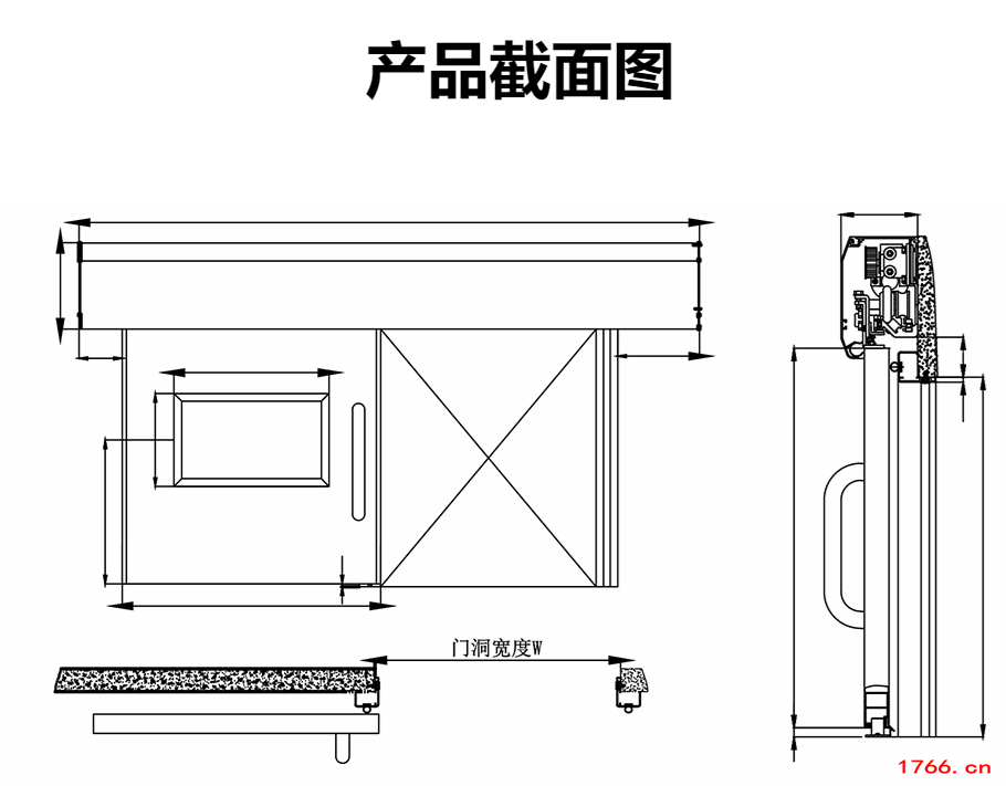 外挂中式气密自动门截面图